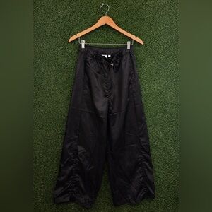 NWT Adidas Originals Women's Satin Cargo Pants HF2098 Black Wide Leg Baggy S